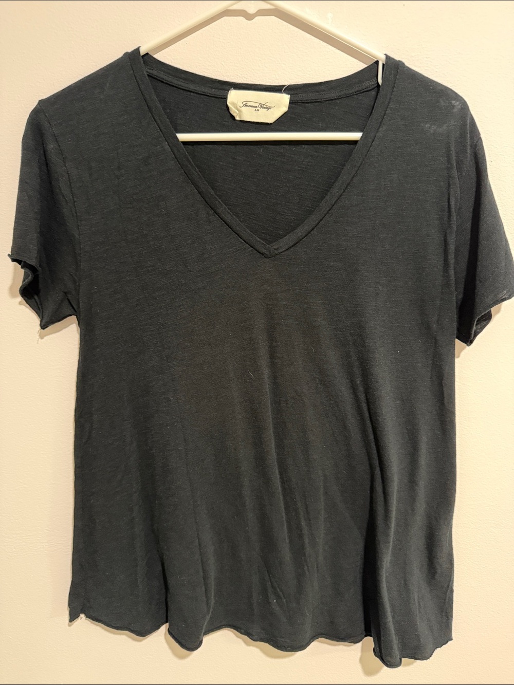 American Vintage Black V-Neck Short Sleeve Tee